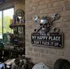Señal de Metal para Pared Diseño Creativo Práctico Portátil Lindo Transfronterizo Lugar Feliz Placa de Calavera