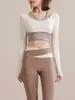 Ropa de Yoga para Mujer 2025 Primavera y Otoño Nuevo Estilo Ropa Exterior de Manga Larga con Almohadillas en el Pecho, Tops Deportivos Transpirables a Prueba de Impactos para Correr, Ropa de Fitness