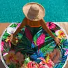 Toalla de Playa de Microfibra Grande Transfronteriza, Esterilla de Playa Redonda Estampada con Borlas, Toalla de Baño de Secado Rápido, Toalla Personalizada