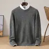 Otoño Invierno 2026 Lana Estilo Básico Prendas de Punto para Hombre Cuello Redondo Jersey Suéter Casual de Negocios Color Sólido Capa Base