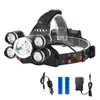 Lanterna de Cabeça Multifuncional 5LED de Alto Brilho Bateria de Lítio de Longa Duração Iluminação Lanterna Foco Fixo Externo Holofote de Longo Alcance Lâmpada de Minerador