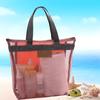 Bolsa de playa portátil de malla con cremallera y diseño explosivo, ideal para natación, cosméticos, viajes y aseo.