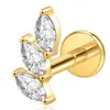 Pendientes de Titanio G23 Chapados en Oro Estilo Europeo y Americano con Diseño de Mariposa y Circonita Blanca, Clavos para Cartílago de Oreja de Lujo Ligero, Tornillos para Labio con Rosca Interna, Joyería de Piercing de Gama Alta