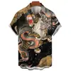 2024 Comércio Exterior Transfronteiriço Novo Europeu e Americano Masculino Tamanho Plus Casual Personalidade Impressão Digital 3D Manga Curta Camisa Roupas Masculinas