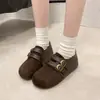 Moda Otoño Suela Gruesa para Mujer Radney Aumentador de Altura Cómodo Correa de Cuero Retro Versátil 2026 Nuevo Zapatos de Una Sola Pieza para Mujer Hebilla Hermosa