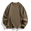 Moletom com Gola Redonda da Marca Tendência Streetwear Masculino Solto Primavera e Outono Cor Sólida Versátil Camada Base Par Esportivo Top Design Estiloso
