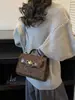 Bolsa Pequena Estampa de Leopardo Maillard para Mulheres 2025 Nova Bolsa de Mão Retrô com Padrão de Pedra Bolsa Quadrada Pequena Bolsa Transversal Texturizada Outono e Inverno