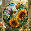 Venda Direta de Fábrica de Enfeites de Jardim de Beija-flor em Vitral, Pingentes de Janela Redondos Translúcidos, Decoração Transfronteiriça