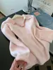 Tejido de Punto Rosa Engrosado para Mujer en Otoño e Invierno, Gama Alta, Se Puede Usar Afuera y Adentro, Top de Estilo Holgado y Perezoso para Personas Bajitas