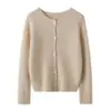 Cárdigan de cachemir para mujer, 100% cachemir, nuevo estilo primavera y otoño, cuello redondo, manga larga, chaqueta suéter de punto abotonada, camisa de aire acondicionado
