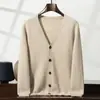 Suéter de Cachemira de Montaña Espesado de Doble Hebra de Siete Agujas para Hombre Invierno Cárdigan con Cuello en V de Punto de Lana de Punto Cárdigan Chaqueta