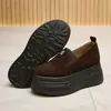 Zapatos de plataforma para mujer de 6 cm de grosor, mocasines retro para aumentar la altura, zapatos de verano sin cordones para mujeres petite, modelo nuevo