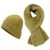 Conjunto de Gorro y Bufanda de Lana a Rayas para Mujer, Conjunto de Dos Piezas de Gorro de Punto y Calentador de Cuello para Estudiantes de Otoño e Invierno, Jersey Estilo Pareja