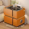 Mesita de noche Inteligente Simple Moderna Multifuncional con Carga Inalámbrica Altavoz Luz Lujo Dormitorio Uso en Casa Gabinete de Noche de Madera Maciza