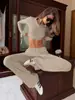 Conjunto de Dos Piezas Casual Transfronterizo Europeo y Americano de Camisa Polo y Pantalón Largo para Mujer, Conjunto de Punto Estilo Streetwear Otoño 2026 Ropa para Mujer