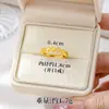 Anillo de Trébol de Cuatro Hojas con Incrustaciones de Circonita Estilo Lujo Ligero Tendencia Nacional para Mujer, Anillo Abierto de Oro Arena Vietnamita, Elegante Oro Imitación Joyería Yiwu