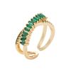 Fuente Transfronteriza Europea y Americana en stock Set Chapado en Oro de 18k Cobre Anillo de Zircón Colorido Anillo de Apertura de Doble Capa Arcoíris para Mujer