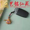 Colgante de Calabaza de Sándalo Yiming Xianyuan Dibujo de Color Caricaturesco Creativo Año Tras Año Tener Peces Carpa Llavero Colgante para Bolso