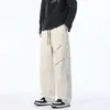Pantalones anchos funcionales deconstruidos de alta calle americana para hombre, nuevos de otoño, pantalones casuales relajados con pliegues y remaches, pantalones de trabajo