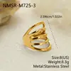 Conjunto de anillos anchos huecos de textura irregular de acero inoxidable transfronterizo, anillos de acero de titanio mate contrastantes en oro y plata al por mayor