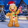 Hombre de Jengibre Inflable Navideño de 1.2m Sosteniendo Bastón de Caramelo Inflable Decoración Inflable para Patio Exterior con Iluminación LED