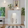 Gabinete Decorativo de Chimenea Estilo Francés Negro con Sensor de Luz Fondo para Transmisiones en Vivo B&B Gabinete de Entrada Estante de Almacenamiento para Pasillo