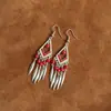 Pendientes Retro Bohemios Coloridos con Borlas en Forma de Diamante, Estilo Étnico Geométrico, Pendientes Étnicos de Plata, Accesorios Estilo Vacaciones de Yunnan