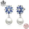 Aretes Efu Le Diamantes de Zirconio de Color Mixto Temperamento Aretes con Incrustaciones de Cuentas Joyería de Alta Gama Spot JIE069-BU