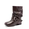 Botas Femininas 2026 Novo Estilo Botas Plissadas Empilhadas Salto Alto Retrô Desfile de Moda Performance na Passarela Botas de Cavaleiro Versáteis para Crianças