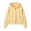 Sudadera con capucha para mujer, 450g, peso pesado, algodón puro compuesto, forro polar de zorro plateado, corta, con cremallera, con capucha, forrada de terciopelo, cálida, cárdigan