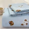 Sábana de gasa de doble capa de algodón suave y esponjoso Clase A, pieza individual, juego de tres piezas de algodón lavado, funda de edredón para dormitorio, cama doble, dormitorio estudiantil