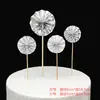 Venda de fábrica decoração de bolo de aniversário flor dobrada à mão leque solar cartão pó dourado e prateado flor de leque de papel azul preto conjunto de 4 peças