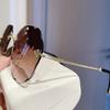 Gafas de Sol Sin Marco Mismo Estilo Transmisión en Vivo Versátiles para Mujer Gafas Elegantes con Recorte poligonal Gafas de Sol para Viaje Gafas de Sol de Moda