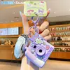 Nuevo colgante divertido Sanrio para ver flores tipo polaroid, llavero de estilo lindo y femenino, regalo de colgante para bolso de Gato KT
