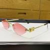Novos óculos de sol europeus e americanos sem armação com corte de diamante na moda simples de metal M óculos de sol com proteção UV para ambientes externos