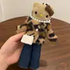 Original Otoño e Invierno Nuevo Cuero Negro Felpa Kt Visón Vestido Gato Gatito de Piernas Largas Muñeca Llavero Bolsa