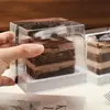 Caja de embalaje cuadrada de moda con rayas verticales para pastel de frutas, crema, jugo de mango, melón, uva y repostería