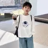 Roupa Íntima Base de Algodão Puro Infantil Primavera Outono 2026 Novo Estilo Meninos Top Estiloso Versátil Crianças M e G Gola Redonda Manga Longa Camiseta