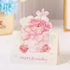 Tarjeta de Cumpleaños 3D Acuarela Transfronteriza Tarjeta de Cumpleaños Creativa Floristería Repostería Tarjeta Pequeña de Bendición de Cumpleaños