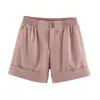 Comércio Exterior Amazon Transfronteiriço Mais Vendido Roupas Femininas Outono 2026 Cintura Alta Botão Duplo Bainha Dobrada Respirável Versátil Casual Shorts de Três Cores