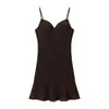 Vestido Sexy de Encaje Transparente con Tirantes Finos y Escote en V Profundo, Ceñido a la Cintura y Cadera, sin Espalda, Verano Europeo y Americano de Amazon
