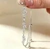 Pulseira de puxar com zircônia de florzinha brilhante para mulheres, flor de cerejeira com diamantes, acessório de joia versátil de nicho ins de alta qualidade
