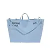 Bolsa de ombro casual artística em lona feminina, bolsa de mão da moda ins com estampa de letras, bolsa tote de grande capacidade para mulheres