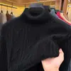 Suéter de invierno para hombre de cuello alto, engrosado para abrigar, adecuado para hombres de mediana edad, con diseño de punto trenzado, corte holgado y se puede usar como capa base o prenda superior