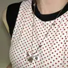 Collar de Oso de Peluche con Lazo Dulce y Corazón Estilo Coreano para Mujer, Cadena Larga para Clavícula de Moda Casual, Lindo Perla