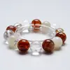[Flor de Corazón de Azúcar] Pulsera de Cristal Blanco Natural para Mujer La Más Fácil de Combinar Flor Roja de Pegamento Blanco Luna Blanca Pulsera de Moda Venta al por Mayor