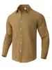 2021 Amazon wish AliExpress Europeu e americano masculino linho cardigan cor sólida casual colarinho manga longa camisa