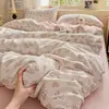 Conjunto de Roupa de Cama de Gaze Dupla Classe A Quatro Peças Capa de Edredom de Algodão Puro Lavado Lençol de Cama Conjunto de Três Peças para Dormitório Individual 4