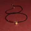 Pulseira de Lótus de Cinábrio Cru, Tornozeleira de Fio Vermelho para o Ano de Nascimento, Pulseira de Corda Vermelha Trançada para Homens e Mulheres, Estilo Casal, Presente de Amizade