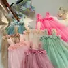 Vestido de Tul Estilo Dulce Niña con Flores Tridimensionales 2026 Estilo Verano Vestido de Playa con Tirantes Vestido de Princesa para Bebé Vestido Abullonado